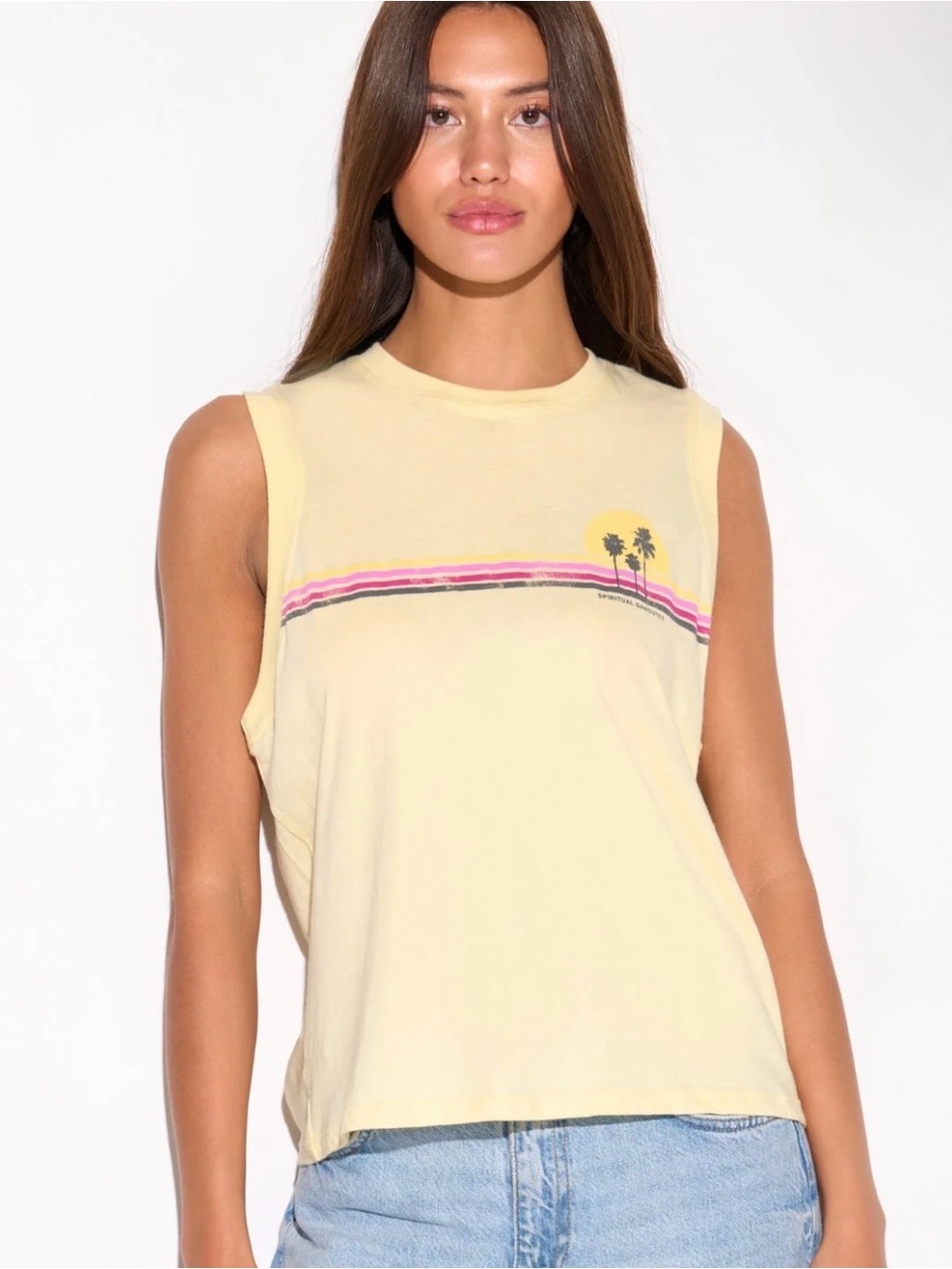 NWT! Spiritual Gangster Sunset Stripe Bowery Tank - XS (Oversized)